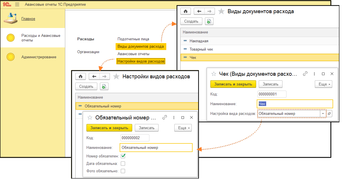 Доп.настройки видов документов расхода