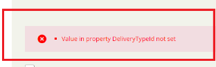 Value in property DeliveryTypeId not set